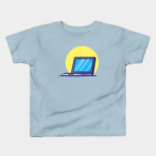 Laptop Cartoon Vector Icon Illustration (2) Kids T-Shirt